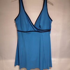 Christina Ladies Size 18W One Piece Blue with Navy Accents Bathing Suit